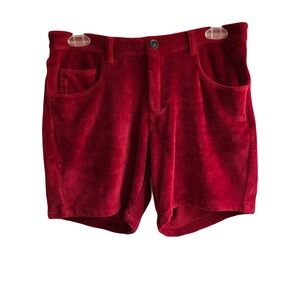 Glimms New York Red Velour Flat Front Shorts Size 30 5 Pockets Christmas Velvet
